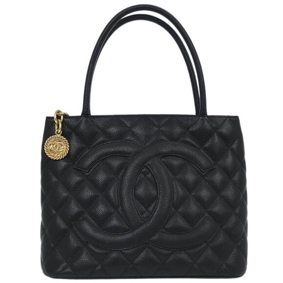 Chanel Black Calfskin Medallion Tote Handbag 115866 - Picture 1 of 10